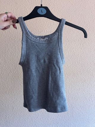 Camiseta sin mangas Zara gris talla L