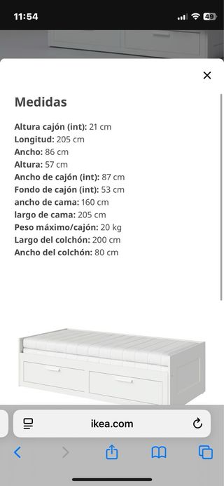 Diván blanco con 2 cajones y 2 colchones