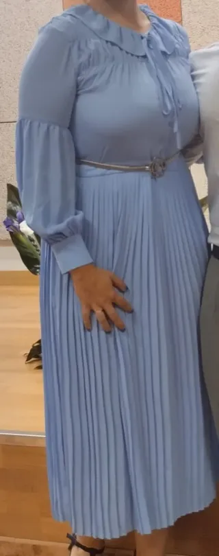 Vestido azul manga larga