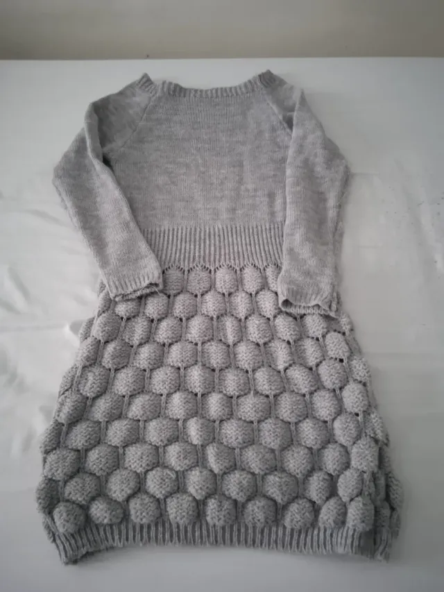 Vestido de punto gris mujer