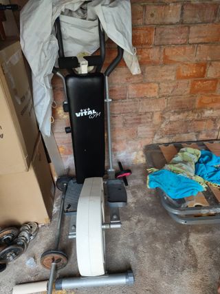 Escaladora, Banco Abdominales y Barra Pesas