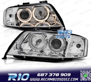 FAROS XENON AUDI A6 4B 97-01 OJOS ANGEL FONDO CROMO