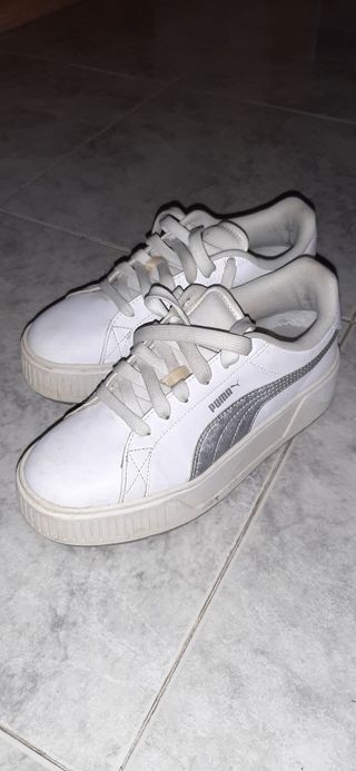 Bambas Puma Mujer Blancas y Plateadas