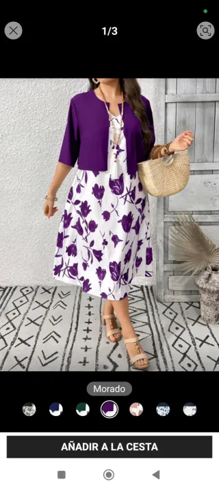 Vestido morado y blanco floral