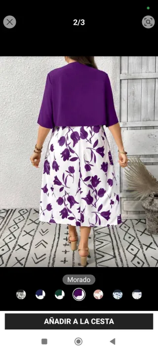 Vestido morado y blanco floral