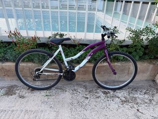 Bicicleta Montaña Morada y Blanca