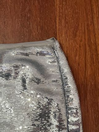 Falda Mango Lentejuelas Plata