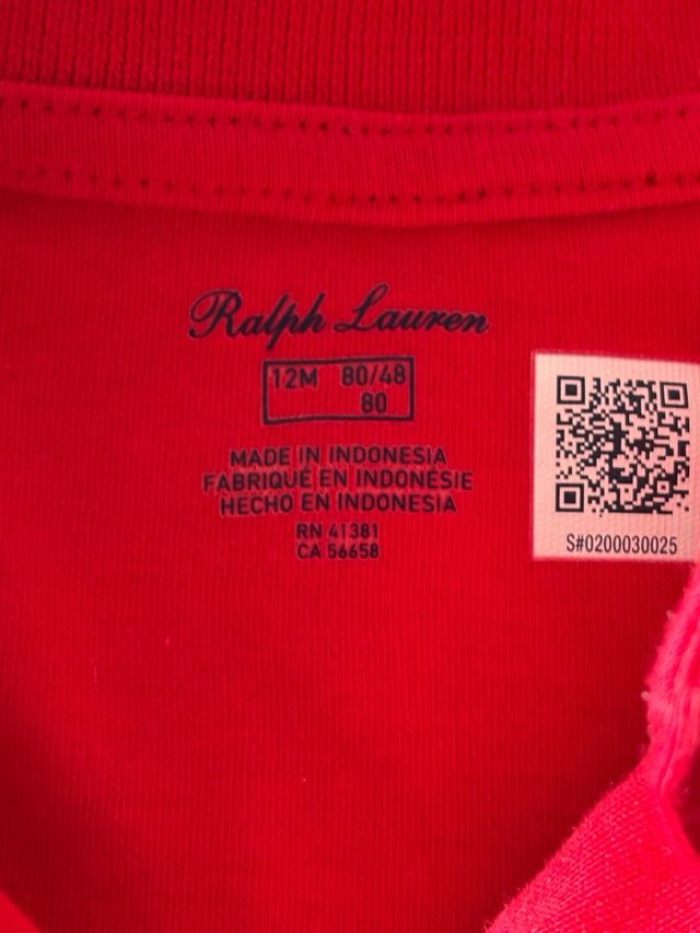 Body Ralph Lauren Bebé 12M Rojo