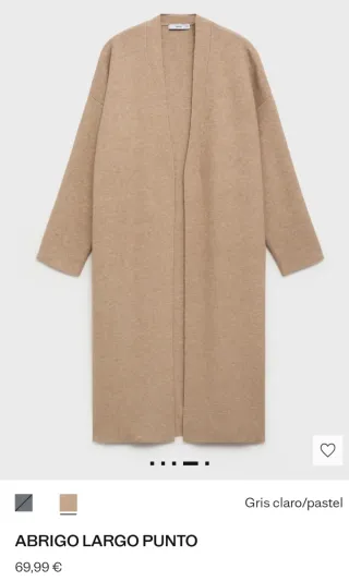 Abrigo largo Mango punto beige claro