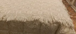 Coperta matrimoniale uncinetto bianca con frangia