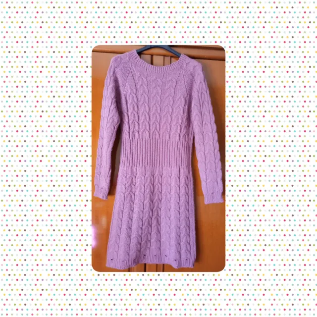 Vestido punto trenzado rosa M