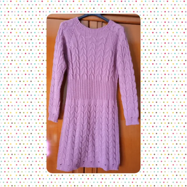 Vestido punto trenzado rosa M