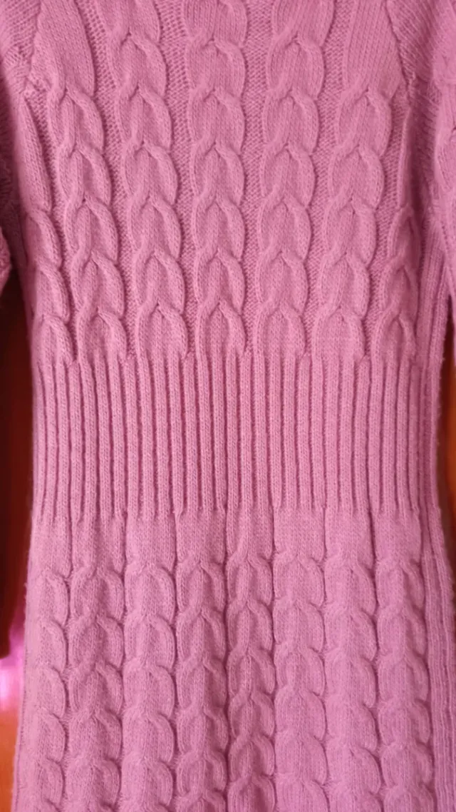 Vestido punto trenzado rosa M