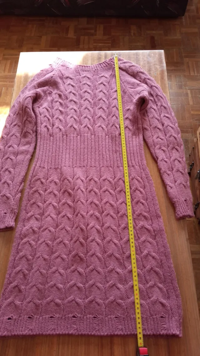 Vestido punto trenzado rosa M