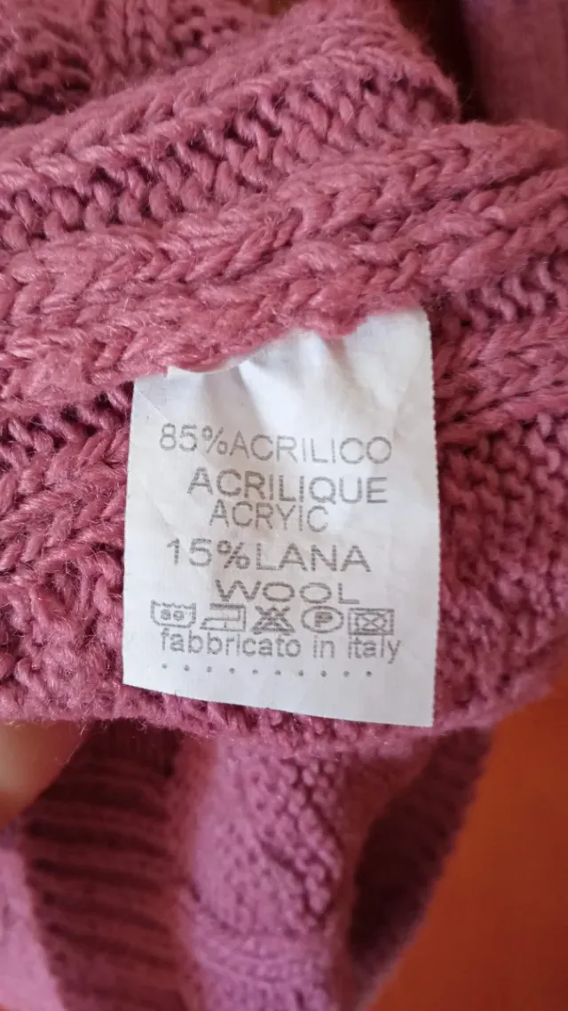 Vestido punto trenzado rosa M