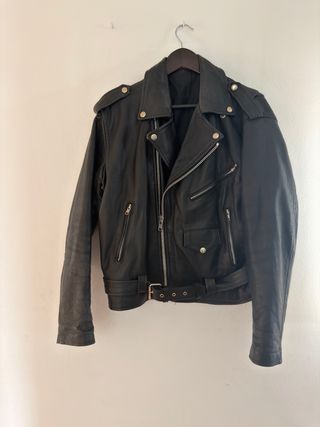 Chaqueta de cuero ovino negra