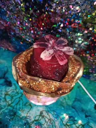 Portacandele rosa con supporto USB