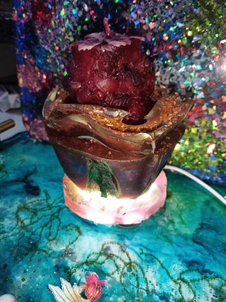 Portacandele rosa con supporto USB