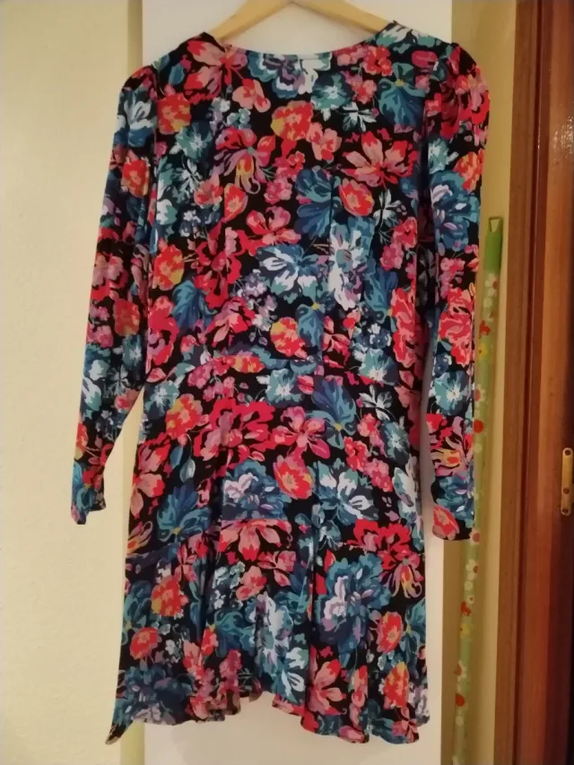 Vestido estampado flores manga larga