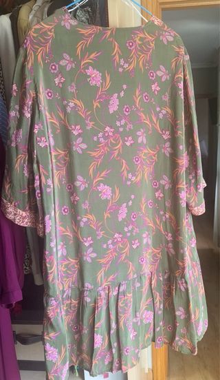 Vestido Couchel Talla L+ Verde Estampado Floral