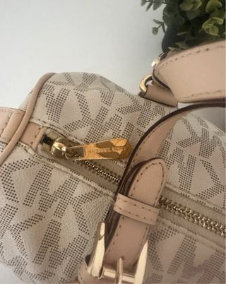 Borsa Michael Kors in pelle beige/oro
