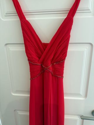 Vestido fiesta espalda descubierta rojo