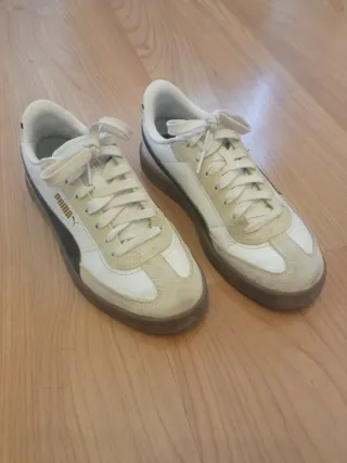 Zapatillas Puma Club II Era Piel Blanco Dorado