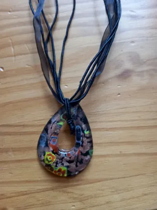 Gargantilla colgante cristal Murano lágrima
