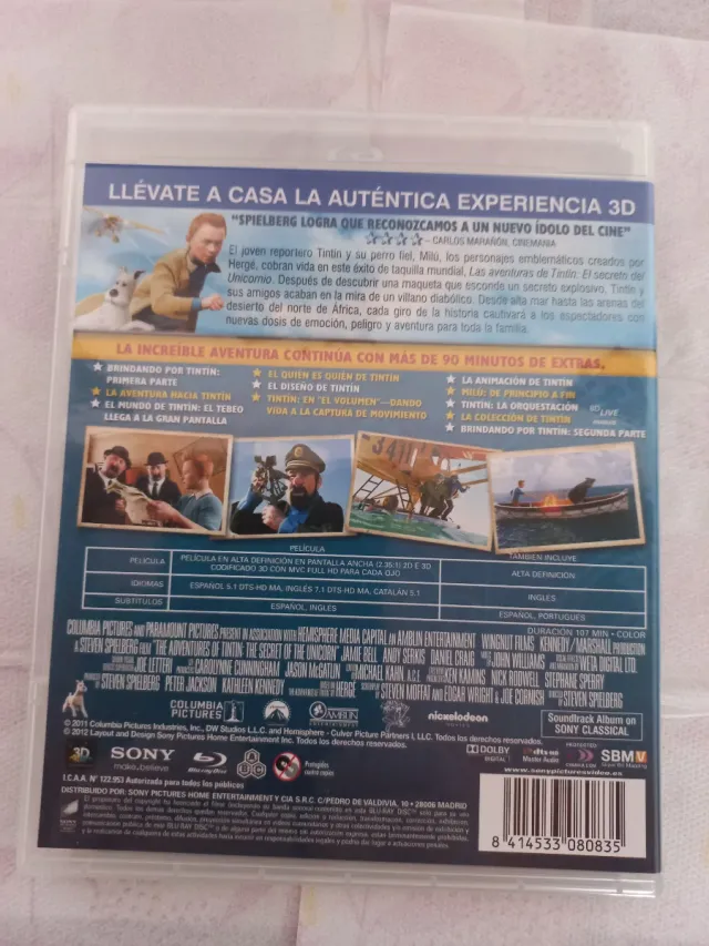 Tintin El Secreto del Unicornio Blu-ray 3D