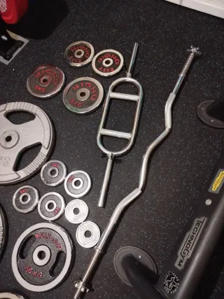 Lote 100kg Discos y Barra Z y Romana 30mm