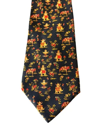 Corbata Salvatore Ferragamo Negra Multicolor