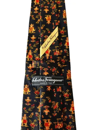 Corbata Salvatore Ferragamo Negra Multicolor