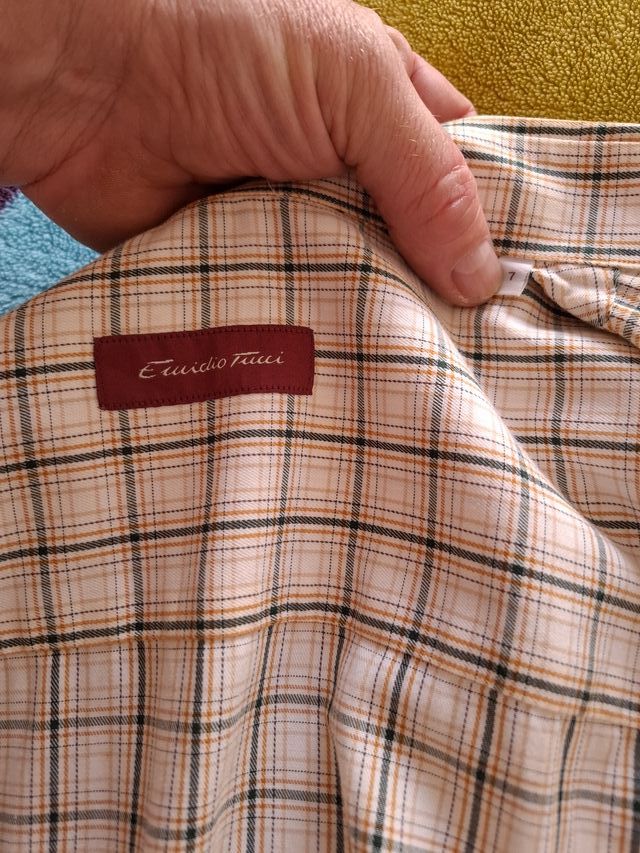 Camisa Emidio Tucci cuadros beige