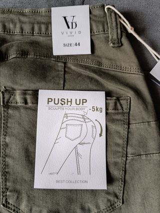 Pantalón vaquero mujer verde talla M push up
