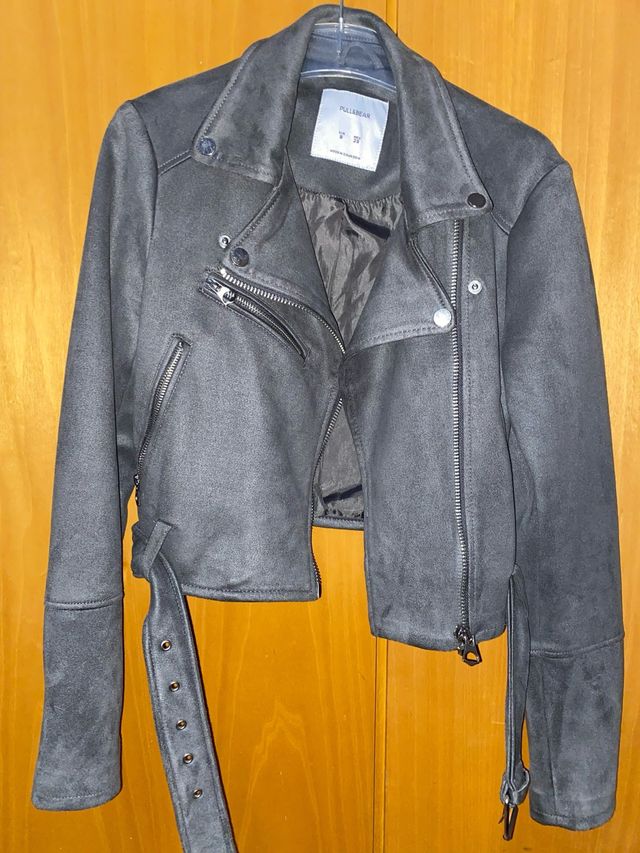 Chaqueta Biker Pull&Bear Gris mujer 