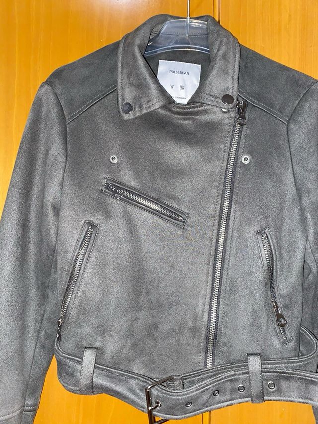 Chaqueta Biker Pull&Bear Gris mujer 