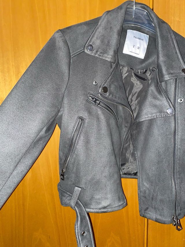 Chaqueta Biker Pull&Bear Gris mujer 