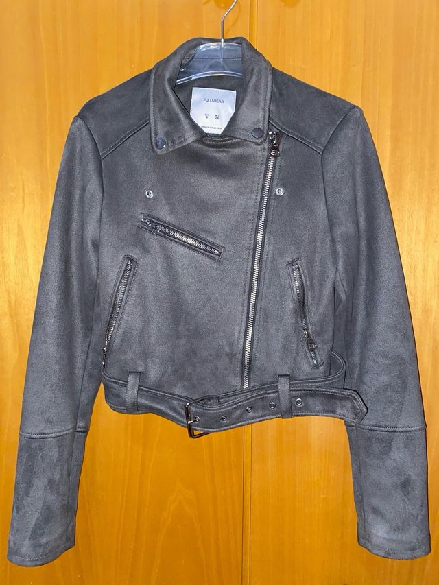 Chaqueta Biker Pull&Bear Gris mujer 