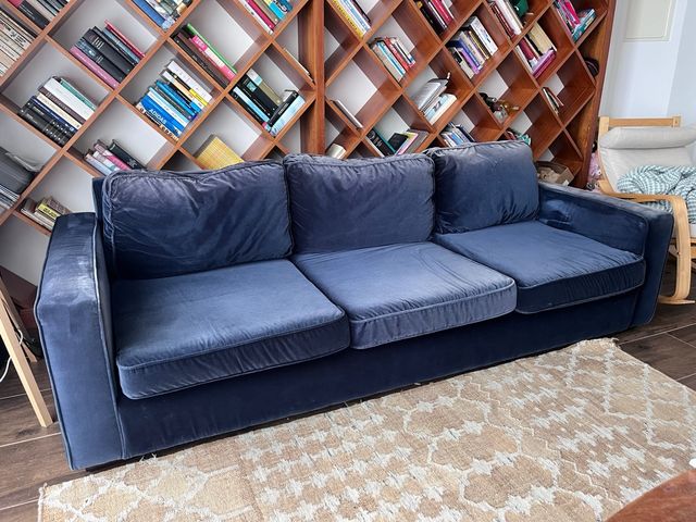 Sofá de terciopelo azul marino 4 plazas