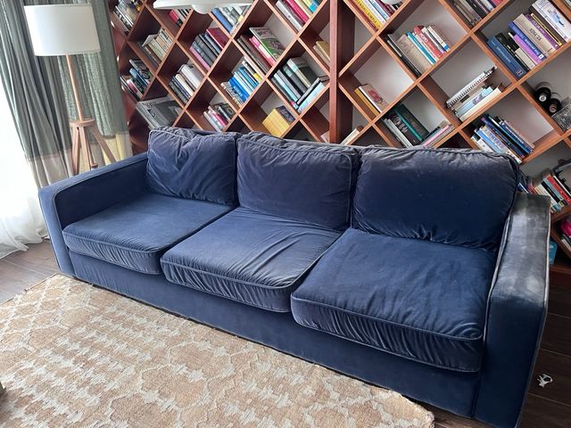 Sofá de terciopelo azul marino 4 plazas