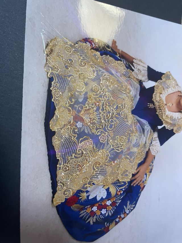 Traje de Fallera Azul y Dorado
