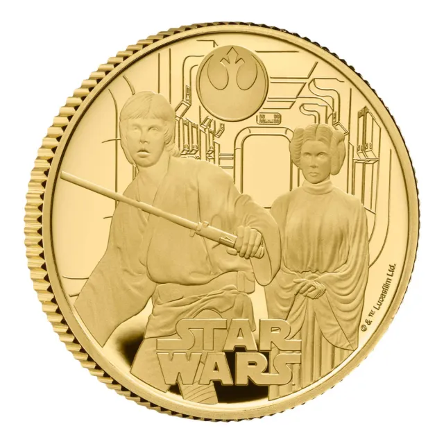 Moneda Oro 1/4 Oz Star Wars: Luke Skywalker & Leia