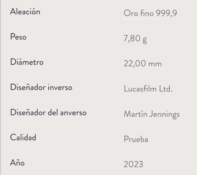 Moneda Oro 1/4 Oz Star Wars: Luke Skywalker & Leia