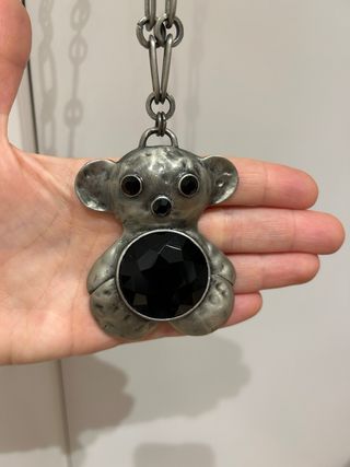 Colgante Oso Negro y Plateado