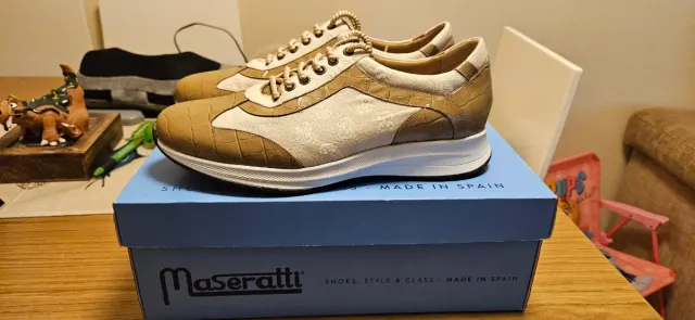 Zapatos Deportivos Elegantes Hombre Maserati Beige
