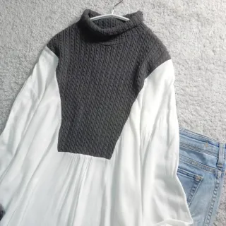 Blusa Zara blanca y gris