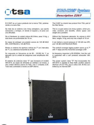 Line array tsa Z26/F con amplificación