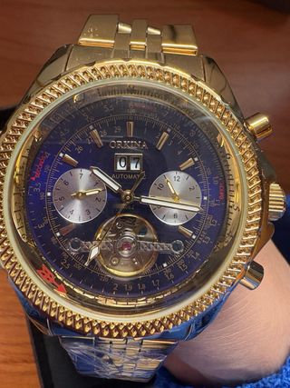 Reloj ORKINA Mecánico Dorado Esfera Azul