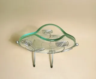 VASO VETRO Tondo  PIATTO Vintage METALLO Fiori