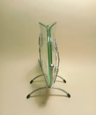 VASO VETRO Tondo  PIATTO Vintage METALLO Fiori